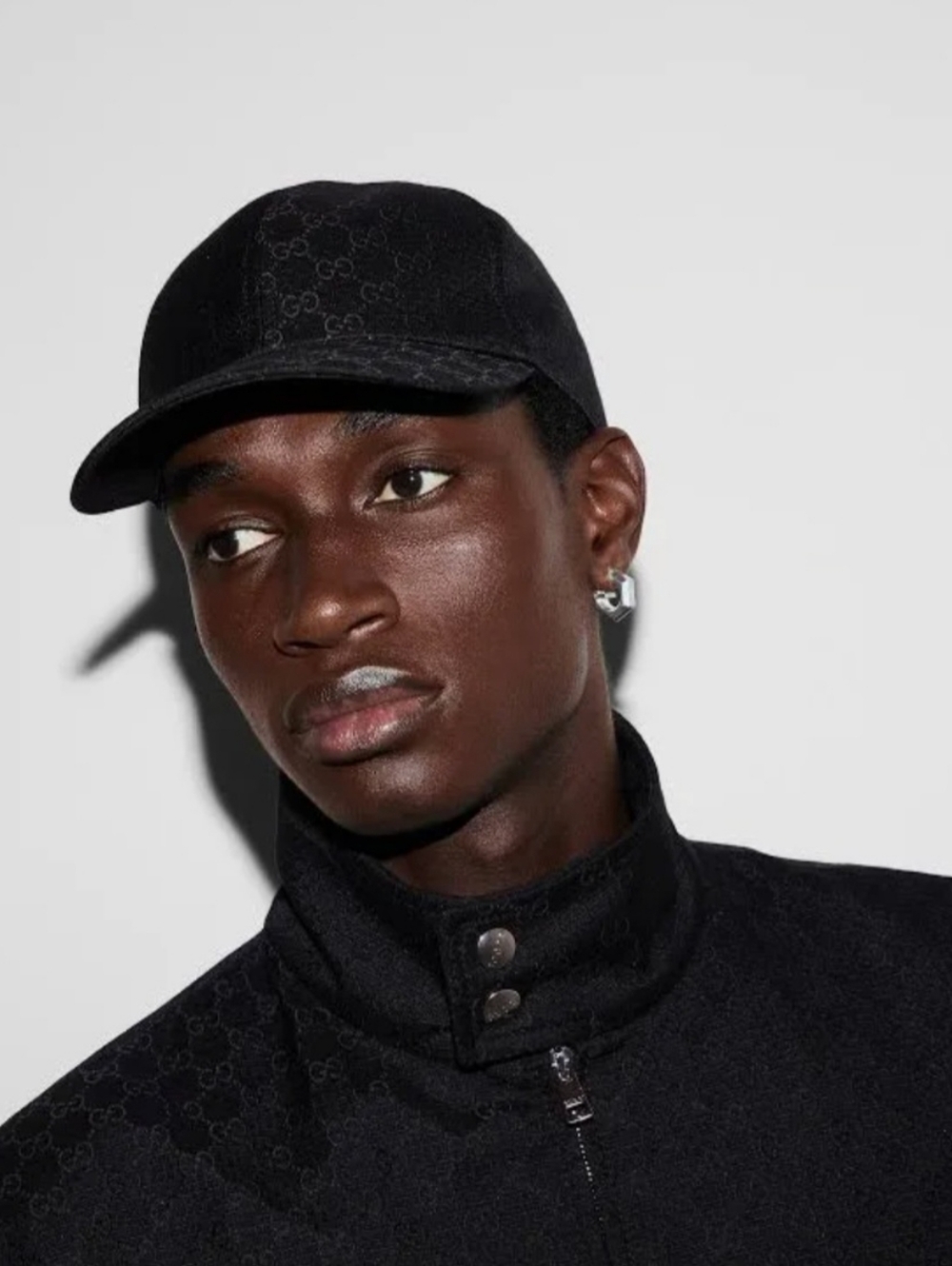 Gucci Nylon Light Mesh Dollar Calfskin GG Monogram Baseball Hat  XL  Black